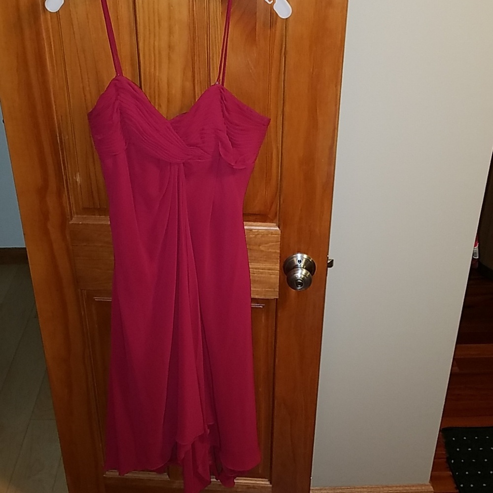 Bridesmaid dress red Sweetheart Straps Tea Length